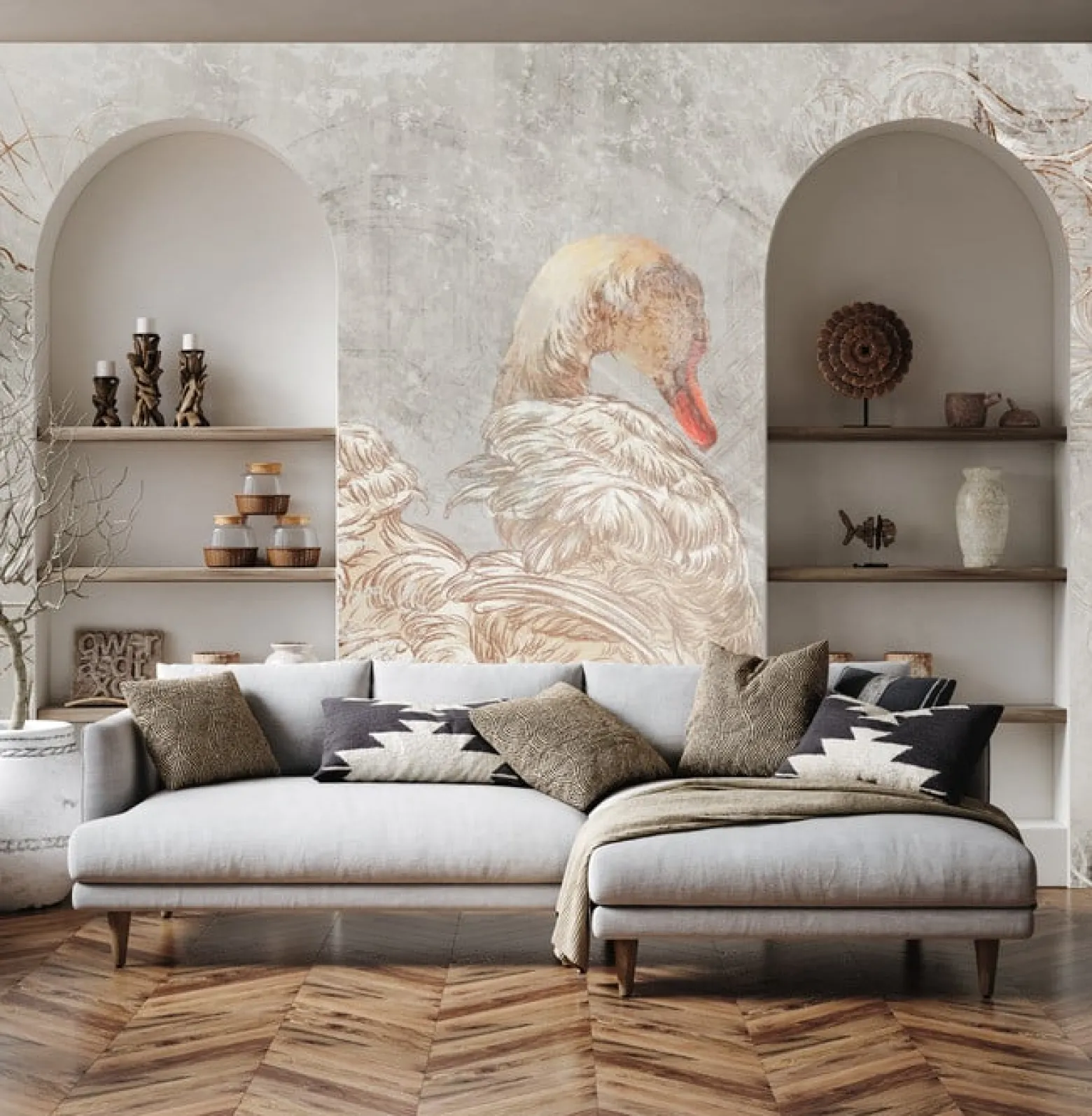 Fototapeta Abstrakcyjny Łabędź Na Betonie 90x60cm