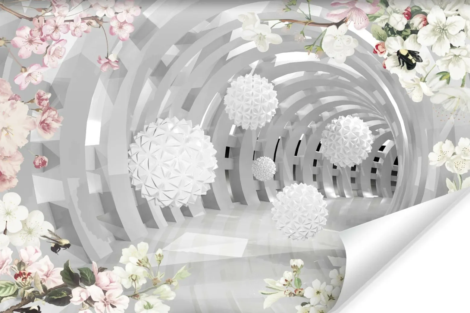 Fototapeta Abstrakcyjny Tunel Z Kulami 3D 90x60cm