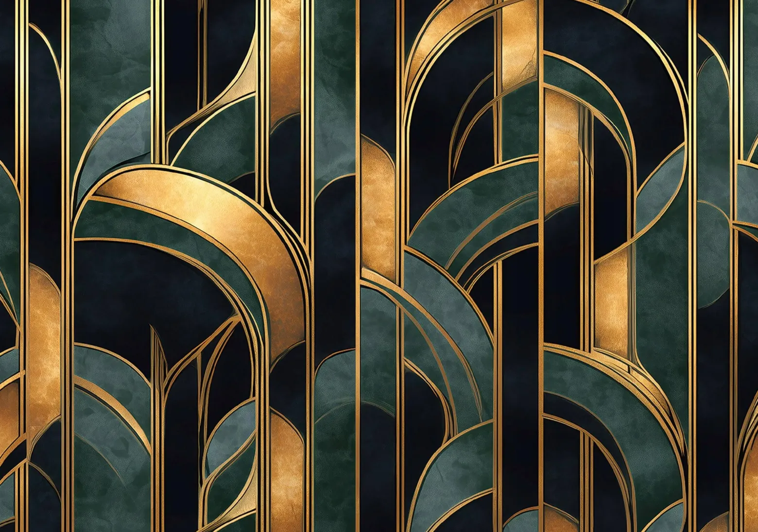 Fototapeta Art Deco Zielony Na Flizelinie Do Sypialni Salonu 250x175