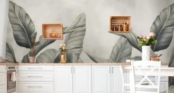 Fototapeta Ścienna Liście Bananowca Na Betonie 90x60cm