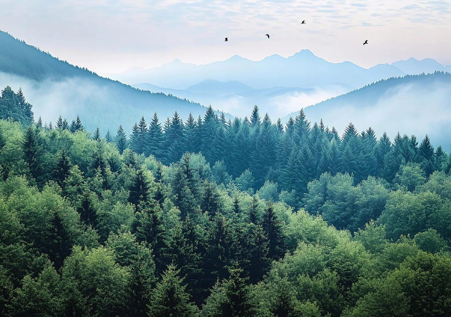 Fototapeta 3D Góry Las Mgła Natura Sypialnia Salon Tapeta Flizelina 250X175