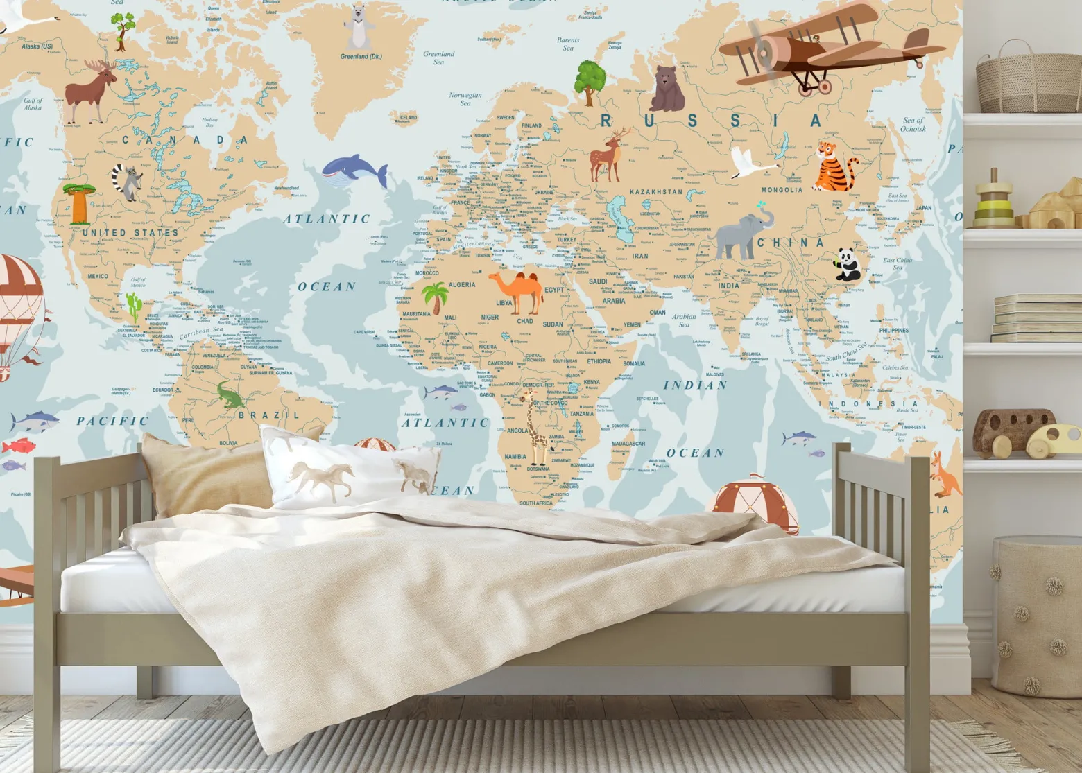 Fototapeta Dla Dzieci MAPA ŚWIATA Po Angielsku 90x60cm