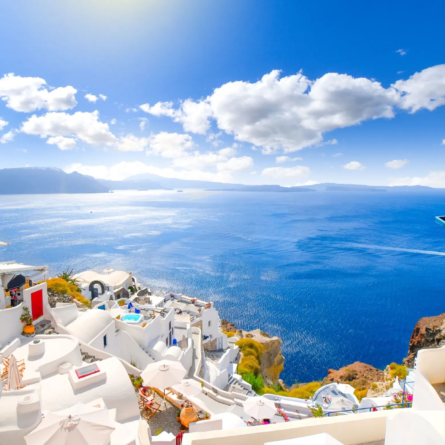 Fototapeta Do Salonu Widok z Okna Na Santorini 90x60cm