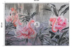 Fototapeta Flamingi Pośród Kwiatów Na Betonie 90x60cm