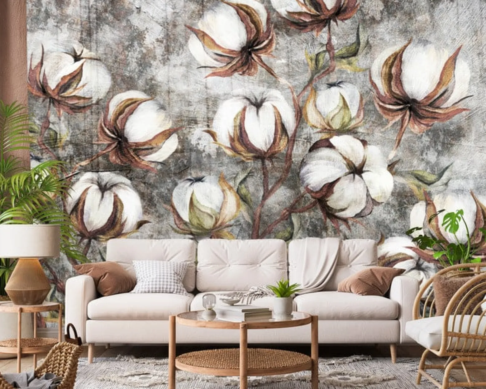 Fototapeta Główki Bawełny Na Betonie 90x60cm