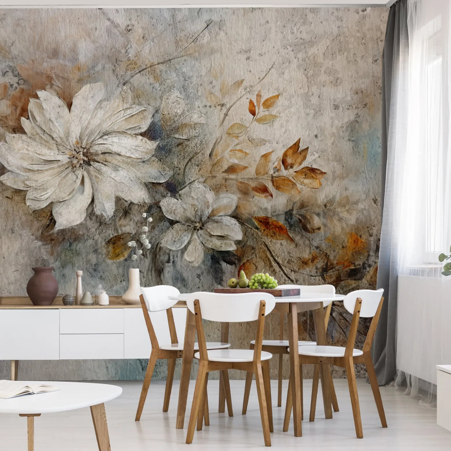 Fototapeta Kwiaty Retro Na Betonie 368x280cm