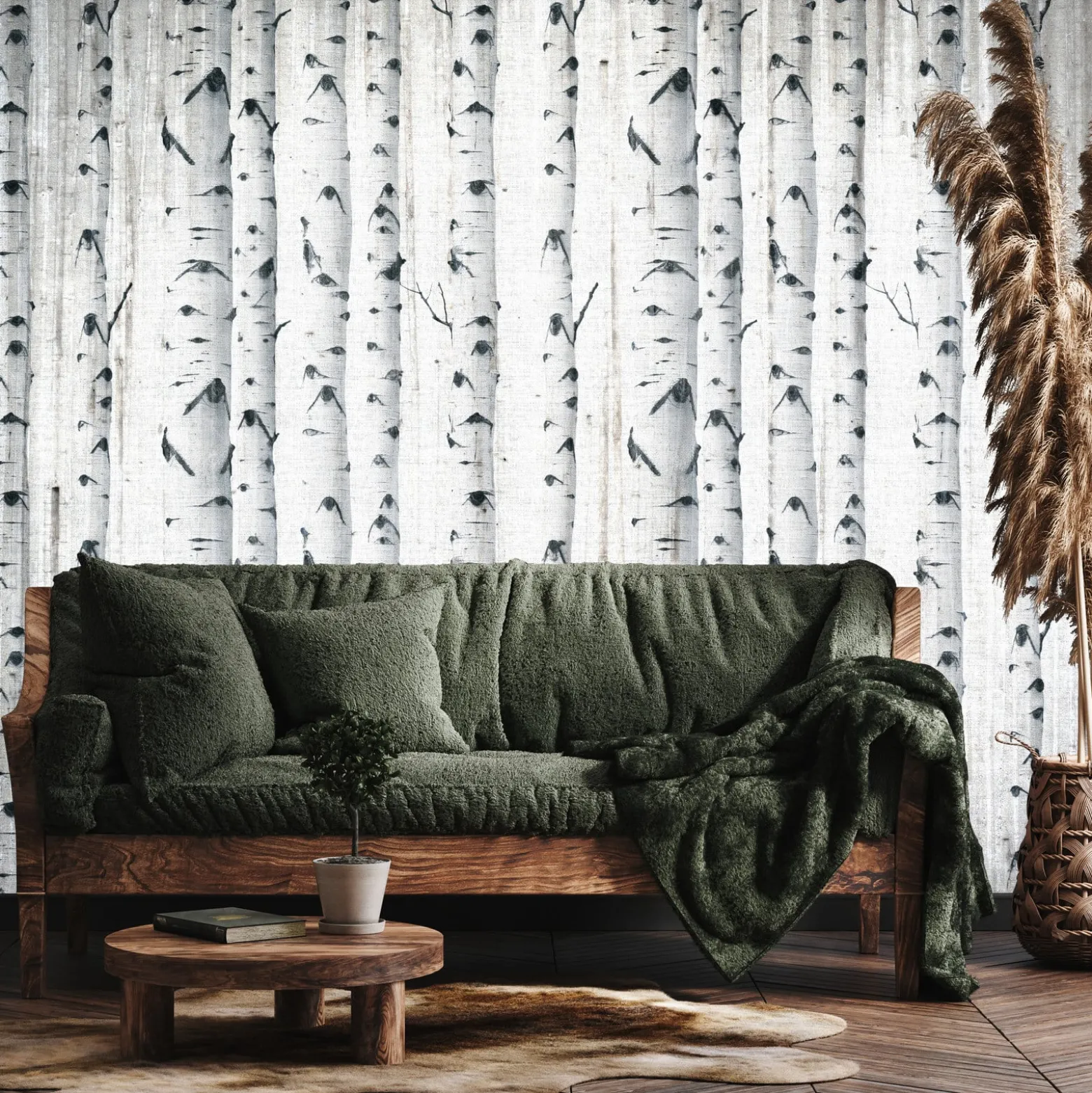 Fototapeta Las Brzozowy W Stylu Vintage 90x60cm