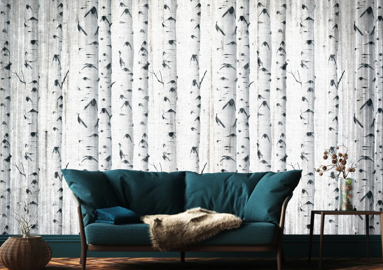 Fototapeta Las Brzozowy W Stylu Vintage 90x60cm