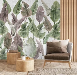 Fototapeta Liście palmowe na betonie 90x60cm
