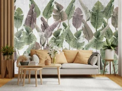 Fototapeta Liście palmowe na betonie 90x60cm