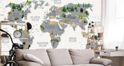 Fototapeta Mapa świata dla dzieci po angielsku 90x60cm