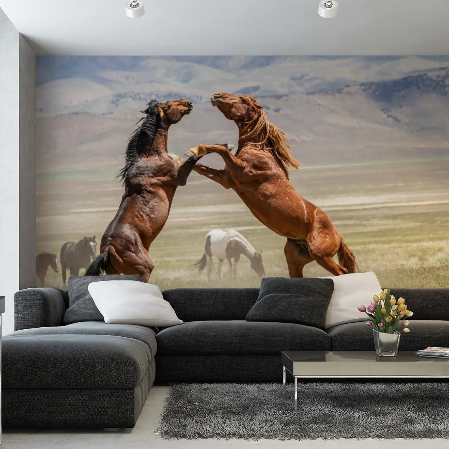 Fototapeta Ozdobna Pastwisko KONIE Wzór 3D 90x60cm