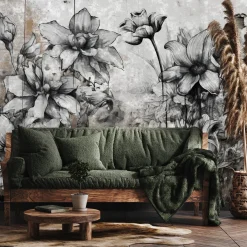 Fototapeta Szare kwiaty na betonowym tle 90x60cm