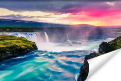 Fototapeta Wodospad Godafoss o Zachodzie Słońca 90x60cm