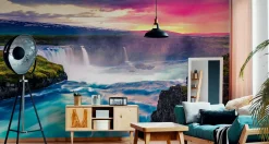 Fototapeta Wodospad Godafoss o Zachodzie Słońca 90x60cm