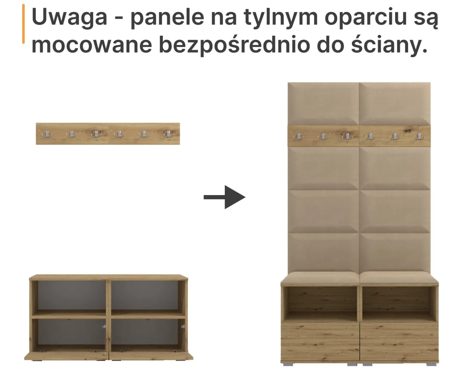 Garderoba do przedpokoju Nela I - kolor grafit