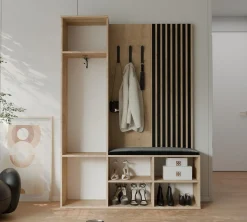 Garderoba z lustrem i siedziskiem LUCA dąb artisan