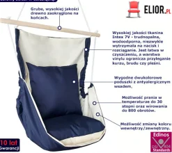 Granatowa huśtawka na balkon - Zetica