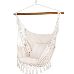 Hamak brazylijski beżowy z poduszkami fotel