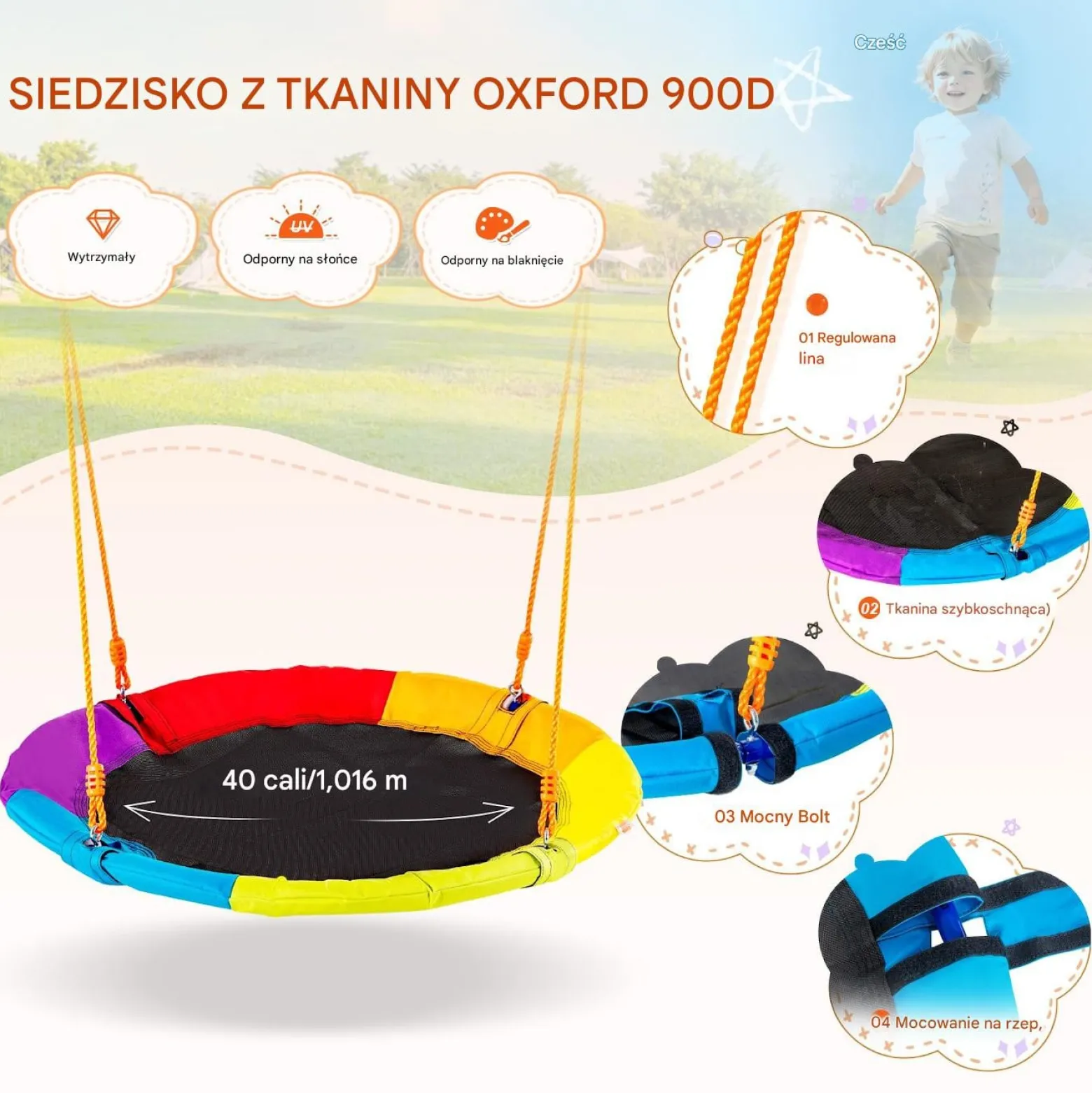 Huśtawka bocianie gniazdo ze stelażem dla dzieci