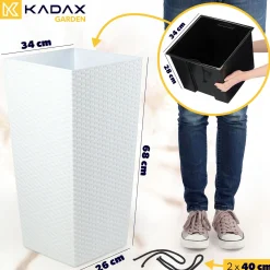 Kadax Donica Doniczka Wkład 34x68cm Wysoka Biała