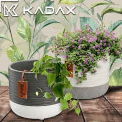 Kadax Doniczka Ceramiczna 16cm Osłonka Szara Biała
