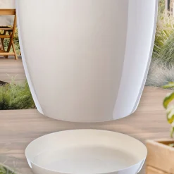 Kadax Doniczka z Podstawką Kremowa Zestaw 23+28cm