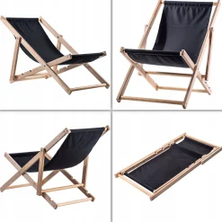 Kadax Leżak Ogrodowy Plażowy Drewniany Leżaki 2szt