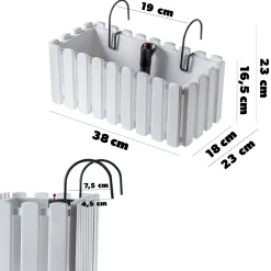 Kadax Skrzynka Balkonowa 38cm + 2 Uchwyty Biała