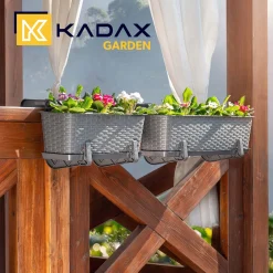 Kadax 4x Skrzynka Balkonowa 60cm Uchwyty Grafitowa