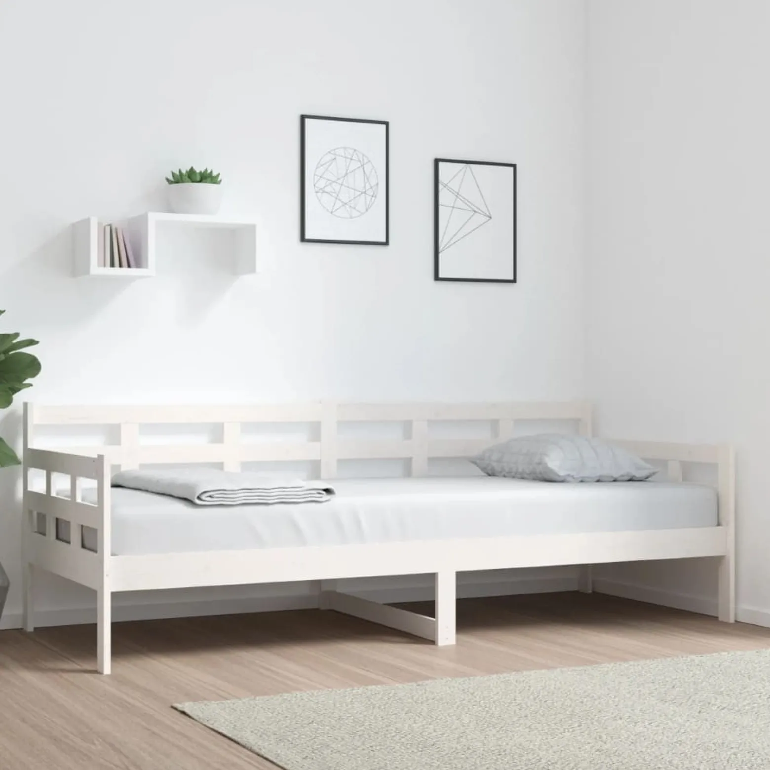 Łóżko dzienne białe lite drewno sosnowe 80x200 cm