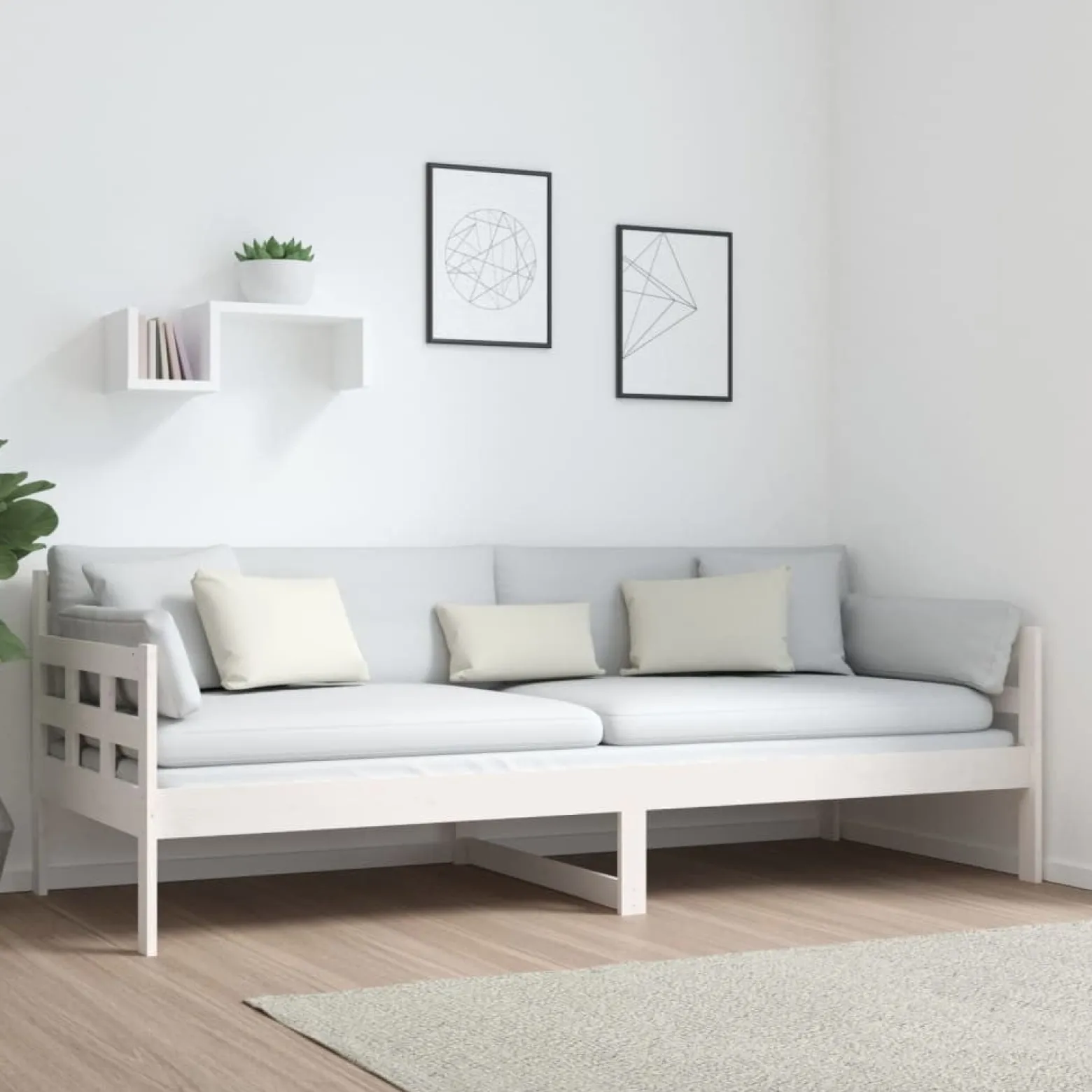 Łóżko dzienne białe lite drewno sosnowe 80x200 cm