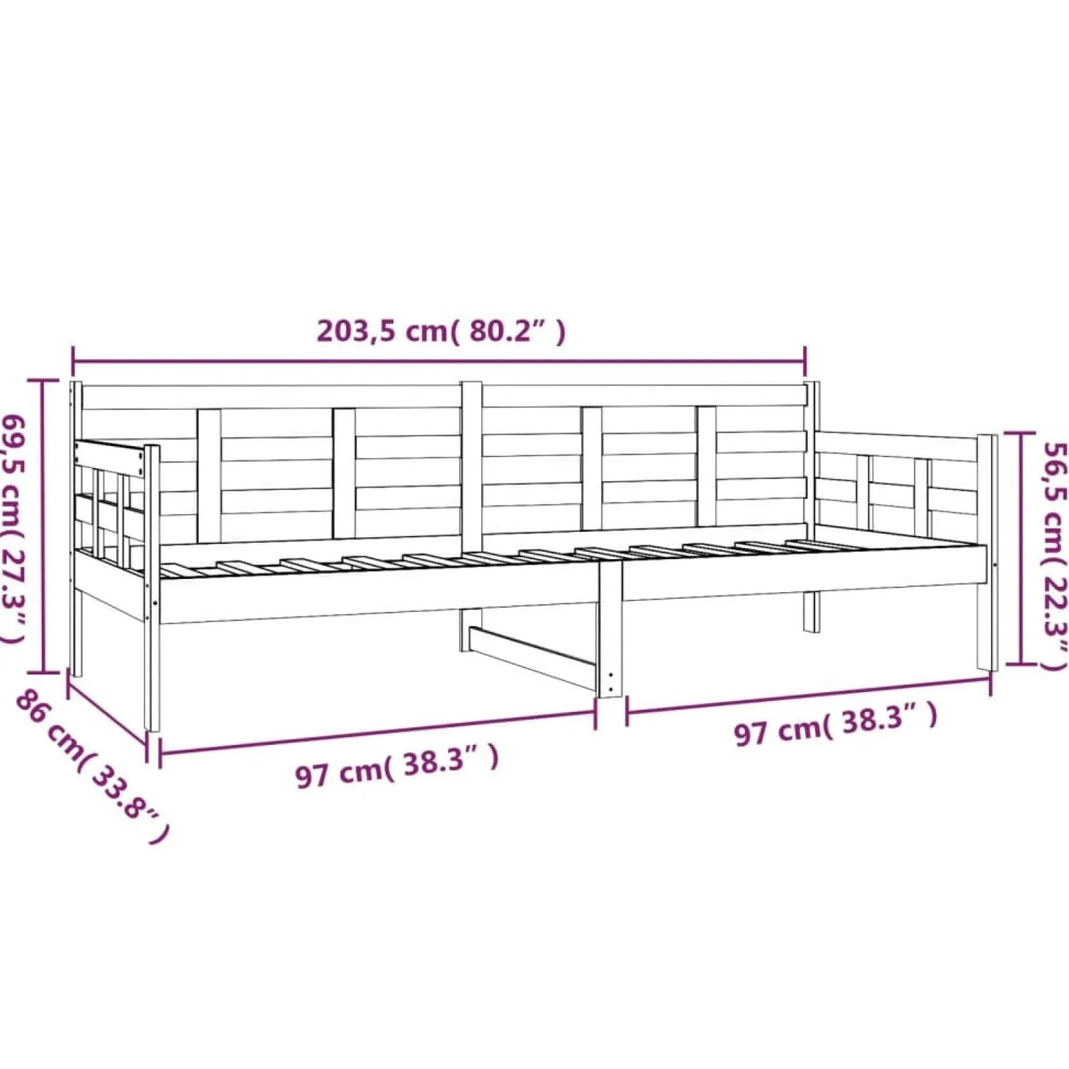 Łóżko dzienne białe lite drewno sosnowe 80x200 cm