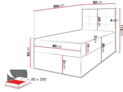 Łóżko kontynentalne Luanda Single 80x200