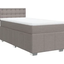 Łóżko kontynentalne z materacem taupe tkanina 80x200 cm