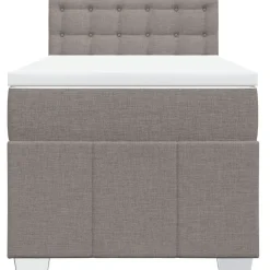 Łóżko kontynentalne z materacem taupe tkanina 80x200 cm