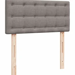 Łóżko kontynentalne z materacem taupe tkanina 80x200 cm