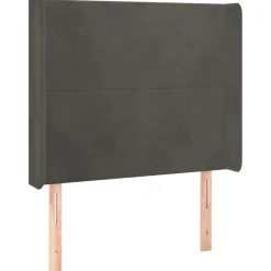 Łóżko kontynentalne z materacem LED szary aksamit 90x190 cm