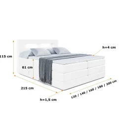 Łóżko kontynentalne z pojemnikiem ORGOL KING - 140x200