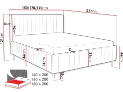 Łóżko tapicerowane z pojemnikiem Lewezo Leg