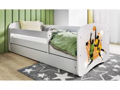 Łóżko Babydreams białe Koszykówka z szufladą materac piankowy 180x80