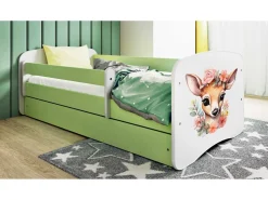 Łóżko Babydreams zielone Bambi z szufladą materac piankowy 160x80