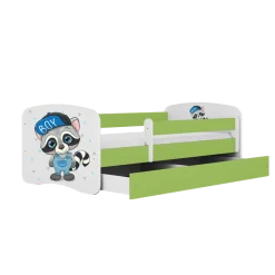 Łóżko Babydreams zielone Szop z szufladą materac piankowy 180x80