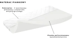 Łóżko Classic 1 białe z szufladą materac piankowy 140x80