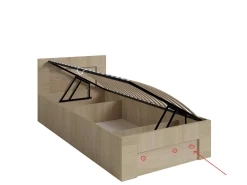 Łóżko 100cm x 200cm Otwierane z boku | BETON | Pojemnik + Stelaż