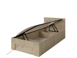 Łóżko 100cm x 200cm Otwierane z boku | BETON | Pojemnik + Stelaż