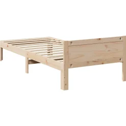 Łóżko Drewniane Brązowe Rama Łóżka Ze Stelażem Sypialnia Pokój 90x200 cm