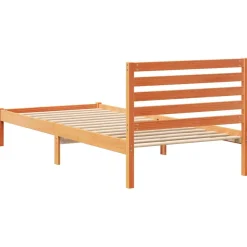 Łóżko Drewniane Brązowe Rama Łóżka Ze Stelażem Sypialnia Pokój 80 x 210 cm