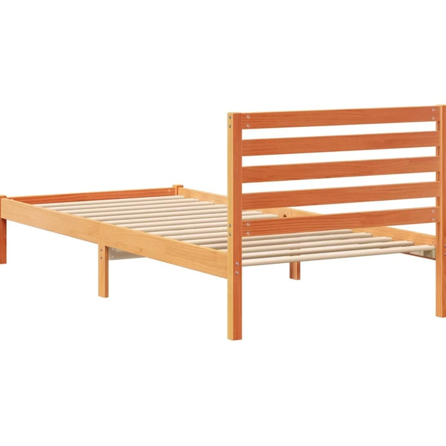 Łóżko Drewniane Brązowe Rama Łóżka Ze Stelażem Sypialnia Pokój 80 x 210 cm