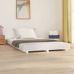 Łóżko Drewniane Rama Łóżka Sofa Biała Do Sypialni Pokoju 135x190 cm